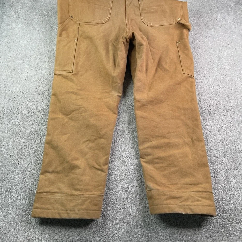 Carhartt Bib Overall Men Medium Short Brown Loose Fit Duck Insulated Double Knee